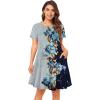 imageWomens Summer Dresses Beach Casual Loose Tshirt Floral Short Sleeve Flowy Pockets SundressesLightsteelblue Floral