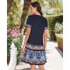 imageWomens Summer Dresses Beach Casual Loose Tshirt Floral Short Sleeve Flowy Pockets SundressesNavy Blue Floral