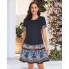 imageWomens Summer Dresses Beach Casual Loose Tshirt Floral Short Sleeve Flowy Pockets SundressesNavy Blue Floral