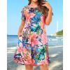 imageWomens Summer Dresses Beach Casual Loose Tshirt Floral Short Sleeve Flowy Pockets SundressesPink Floral