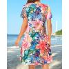 imageWomens Summer Dresses Beach Casual Loose Tshirt Floral Short Sleeve Flowy Pockets SundressesPink Floral
