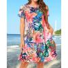 imageWomens Summer Dresses Beach Casual Loose Tshirt Floral Short Sleeve Flowy Pockets SundressesPink Floral