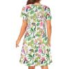 imageWomens Summer Dresses Beach Casual Loose Tshirt Floral Short Sleeve Flowy Pockets SundressesPink Green Leaves