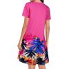 imageWomens Summer Dresses Beach Casual Loose Tshirt Floral Short Sleeve Flowy Pockets SundressesPink Trees