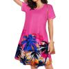 imageWomens Summer Dresses Beach Casual Loose Tshirt Floral Short Sleeve Flowy Pockets SundressesPink Trees