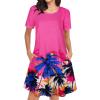 imageWomens Summer Dresses Beach Casual Loose Tshirt Floral Short Sleeve Flowy Pockets SundressesPink Trees