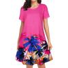 imageWomens Summer Dresses Beach Casual Loose Tshirt Floral Short Sleeve Flowy Pockets SundressesPink Trees