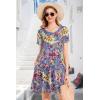 imageWomens Summer Dresses Beach Casual Loose Tshirt Floral Short Sleeve Flowy Pockets SundressesPurple Yellow Floral