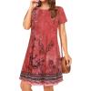 imageWomens Summer Dresses Beach Casual Loose Tshirt Floral Short Sleeve Flowy Pockets SundressesRed Boho
