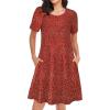 imageWomens Summer Dresses Beach Casual Loose Tshirt Floral Short Sleeve Flowy Pockets SundressesRed Wave Point