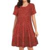 imageWomens Summer Dresses Beach Casual Loose Tshirt Floral Short Sleeve Flowy Pockets SundressesRed Wave Point