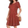 imageWomens Summer Dresses Beach Casual Loose Tshirt Floral Short Sleeve Flowy Pockets SundressesRed Wave Point