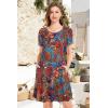 imageWomens Summer Dresses Beach Casual Loose Tshirt Floral Short Sleeve Flowy Pockets SundressesVintage Painting