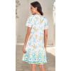 imageWomens Summer Dresses Beach Casual Loose Tshirt Floral Short Sleeve Flowy Pockets SundressesWhite Blue Floral