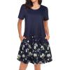 imageWomens Summer Dresses Beach Casual Loose Tshirt Floral Short Sleeve Flowy Pockets SundressesWhite Floral
