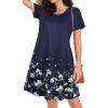 imageWomens Summer Dresses Beach Casual Loose Tshirt Floral Short Sleeve Flowy Pockets SundressesWhite Floral