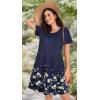 imageWomens Summer Dresses Beach Casual Loose Tshirt Floral Short Sleeve Flowy Pockets SundressesWhite Floral