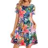 imageWomens Summer Dresses Beach Casual Loose Tshirt Floral Short Sleeve Flowy Pockets SundressesPink Floral