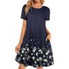 imageWomens Summer Dresses Beach Casual Loose Tshirt Floral Short Sleeve Flowy Pockets SundressesWhite Floral