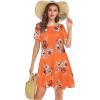 imageelescat Women Summer Dress Tshirt Beach Sundress Casual Plus Size Flowy Swing Short Sleeve Loose TunicOrange FlowerL