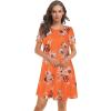 imageelescat Women Summer Dress Tshirt Beach Sundress Casual Plus Size Flowy Swing Short Sleeve Loose TunicOrange FlowerL