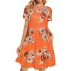 imageelescat Women Summer Dress Tshirt Beach Sundress Casual Plus Size Flowy Swing Short Sleeve Loose TunicOrange FlowerL