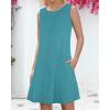 imageSummer Dresses for Women Beach Boho Sleeveless Vintage Floral Flowy Pocket Tshirt Tank SundressesA Blue Green