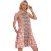 imageSummer Dresses for Women Beach Boho Sleeveless Vintage Floral Flowy Pocket Tshirt Tank SundressesA Pink Boho Floral