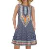 imageSummer Dresses for Women Beach Boho Sleeveless Vintage Floral Flowy Pocket Tshirt Tank SundressesBa Dark Blue U