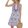 imageSummer Dresses for Women Beach Boho Sleeveless Vintage Floral Flowy Pocket Tshirt Tank SundressesBa Purple