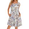 imageSummer Dresses for Women Beach Boho Sleeveless Vintage Floral Flowy Pocket Tshirt Tank SundressesBa White Boho Print