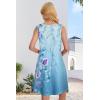 imageSummer Dresses for Women Beach Boho Sleeveless Vintage Floral Flowy Pocket Tshirt Tank SundressesBlue Purple Flower