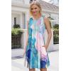 imageSummer Dresses for Women Beach Boho Sleeveless Vintage Floral Flowy Pocket Tshirt Tank SundressesBlue Tie Dye