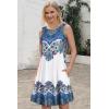 imageSummer Dresses for Women Beach Boho Sleeveless Vintage Floral Flowy Pocket Tshirt Tank SundressesBlue White Boho