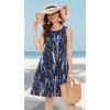 imageSummer Dresses for Women Beach Boho Sleeveless Vintage Floral Flowy Pocket Tshirt Tank SundressesDark Ink Tiedyed