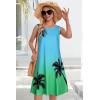 imageSummer Dresses for Women Beach Boho Sleeveless Vintage Floral Flowy Pocket Tshirt Tank SundressesGreen Blue Tree