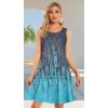 imageSummer Dresses for Women Beach Boho Sleeveless Vintage Floral Flowy Pocket Tshirt Tank SundressesGrey Blue Boho
