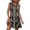 imageSummer Dresses for Women Beach Boho Sleeveless Vintage Floral Flowy Pocket Tshirt Tank SundressesBlack Floral Leaves