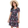 imagePlus Size Dress Summer Flowy Loose Swing Short Sleeves TShirt Sundress with Pockets White Pink FlowerL