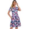 imageSummer Dresses for Women Casual Floral Loose Flowy Short Sleeve Sundress with Pockets Blue Purple FlowerL