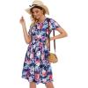 imageSummer Dresses for Women Casual Floral Loose Flowy Short Sleeve Sundress with Pockets Blue Purple FlowerL