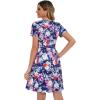 imageSummer Dresses for Women Casual Floral Loose Flowy Short Sleeve Sundress with Pockets Blue Purple FlowerL