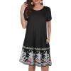 imageSummer Dresses for Women Casual Tshirt Short Sleeve Floral Sundress Beach Cover Ups with PocketsA Black Floral