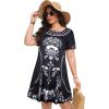 imageSummer Dresses for Women Casual Tshirt Short Sleeve Floral Sundress Beach Cover Ups with PocketsA Black White Flower