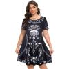 imageSummer Dresses for Women Casual Tshirt Short Sleeve Floral Sundress Beach Cover Ups with PocketsA Black White Flower