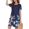 imageSummer Dresses for Women Casual Tshirt Short Sleeve Floral Sundress Beach Cover Ups with PocketsA Blue Flower