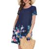imageSummer Dresses for Women Casual Tshirt Short Sleeve Floral Sundress Beach Cover Ups with PocketsA Blue Flower