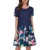 imageSummer Dresses for Women Casual Tshirt Short Sleeve Floral Sundress Beach Cover Ups with PocketsA Blue Flower