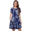 imageSummer Dresses for Women Casual Tshirt Short Sleeve Floral Sundress Beach Cover Ups with PocketsA Deep Bule Boho