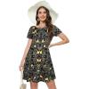 imageSummer Dresses for Women Casual Tshirt Short Sleeve Floral Sundress Beach Cover Ups with PocketsA Golden Butterfly
